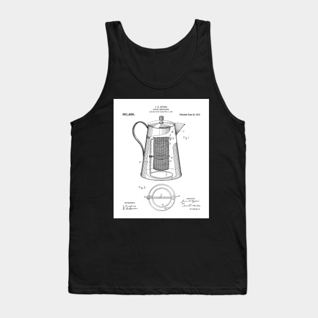 Coffee Percolator Patent - Coffee Shop Art - Black And White Tank Top by patentpress